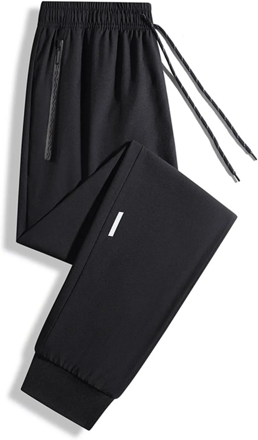 Mens Stretch Active Pants Quick Dry Elastic Waist Casual Fashion Solid Breathable Trousers Hiking Running Sweatpants