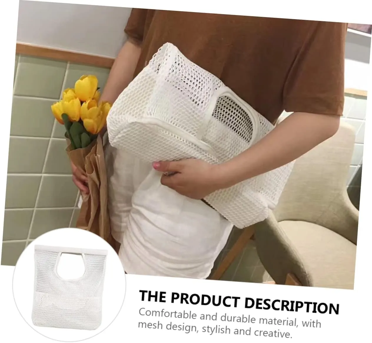 Mesh Design Shopping Tote Pouch High Capacity Reusable Beach Bag for Travel and Shopping Storage Easy to