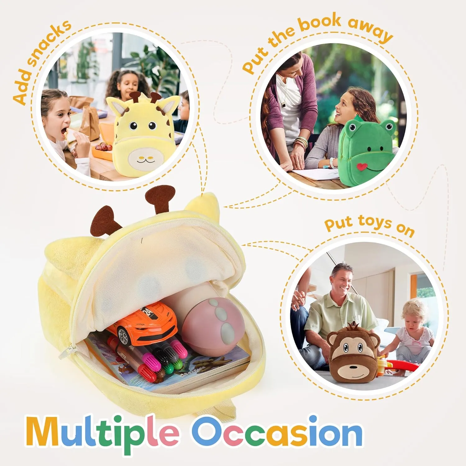 MICHLEY Toddler Backpack Plush Animal SchoolBag Cartoon Girls Travel Bag Mini Baby Daypack for Kids Kindergarten Pre School Bags, Giraffe