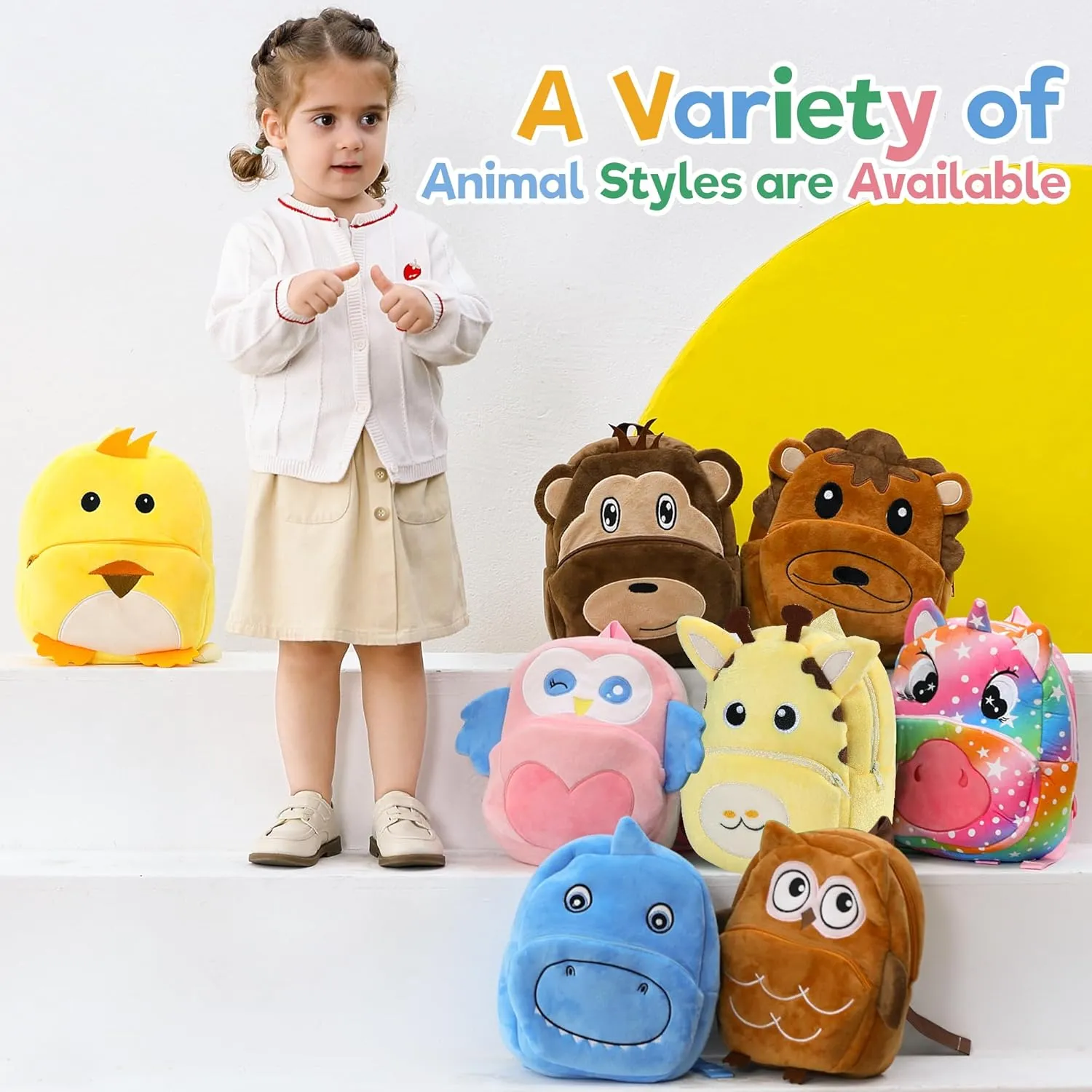 MICHLEY Toddler Backpack Plush Animal SchoolBag Cartoon Girls Travel Bag Mini Baby Daypack for Kids Kindergarten Pre School Bags, Giraffe