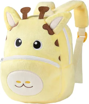 MICHLEY Toddler Backpack Plush Animal SchoolBag Cartoon Girls Travel Bag Mini Baby Daypack for Kids Kindergarten Pre School Bags, Giraffe