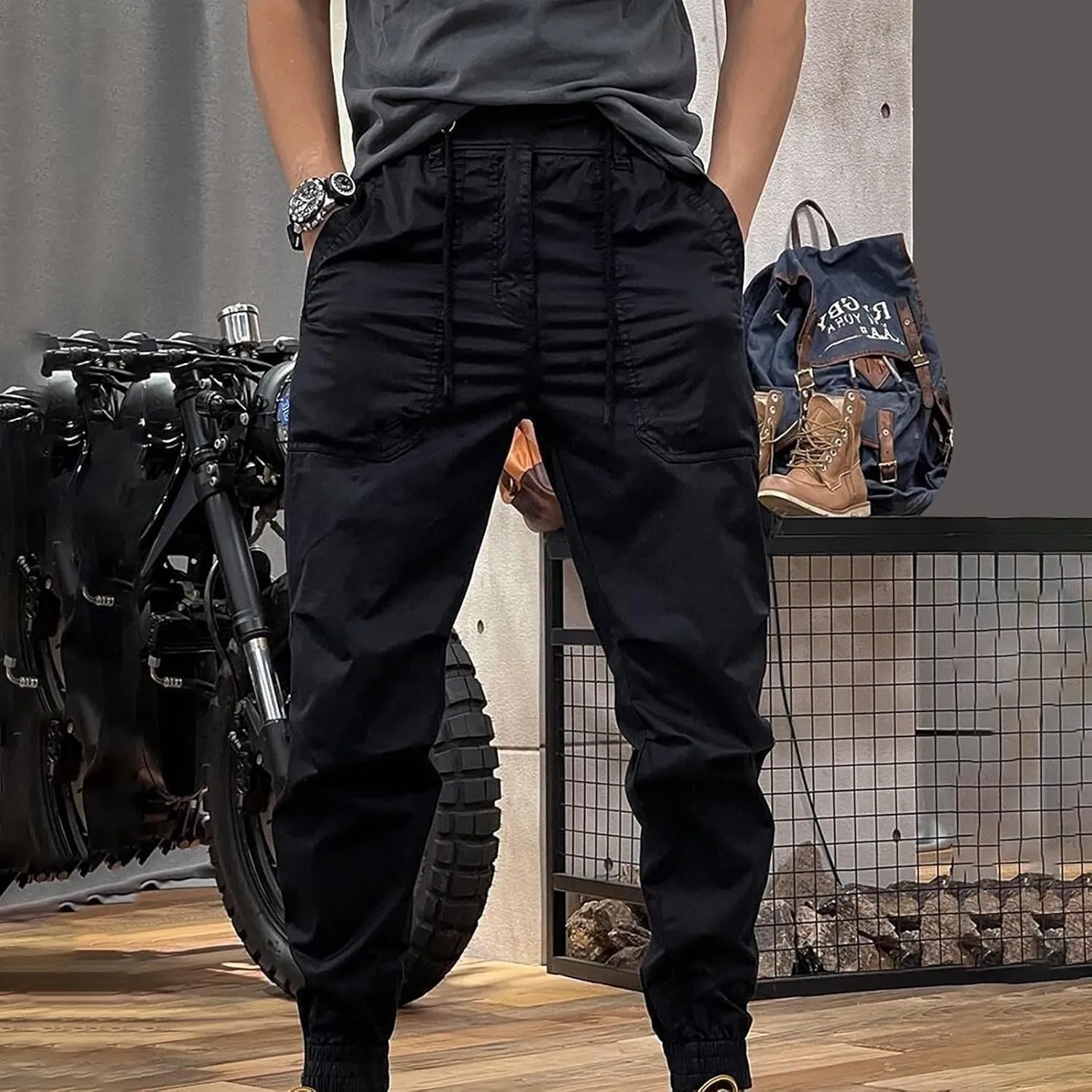 MIDOO Mens Cargo Pants with Pockets Casual Joggers Athletic Pants Flex Stretch Loose Straight Sweatpants Work Hiking Pants
