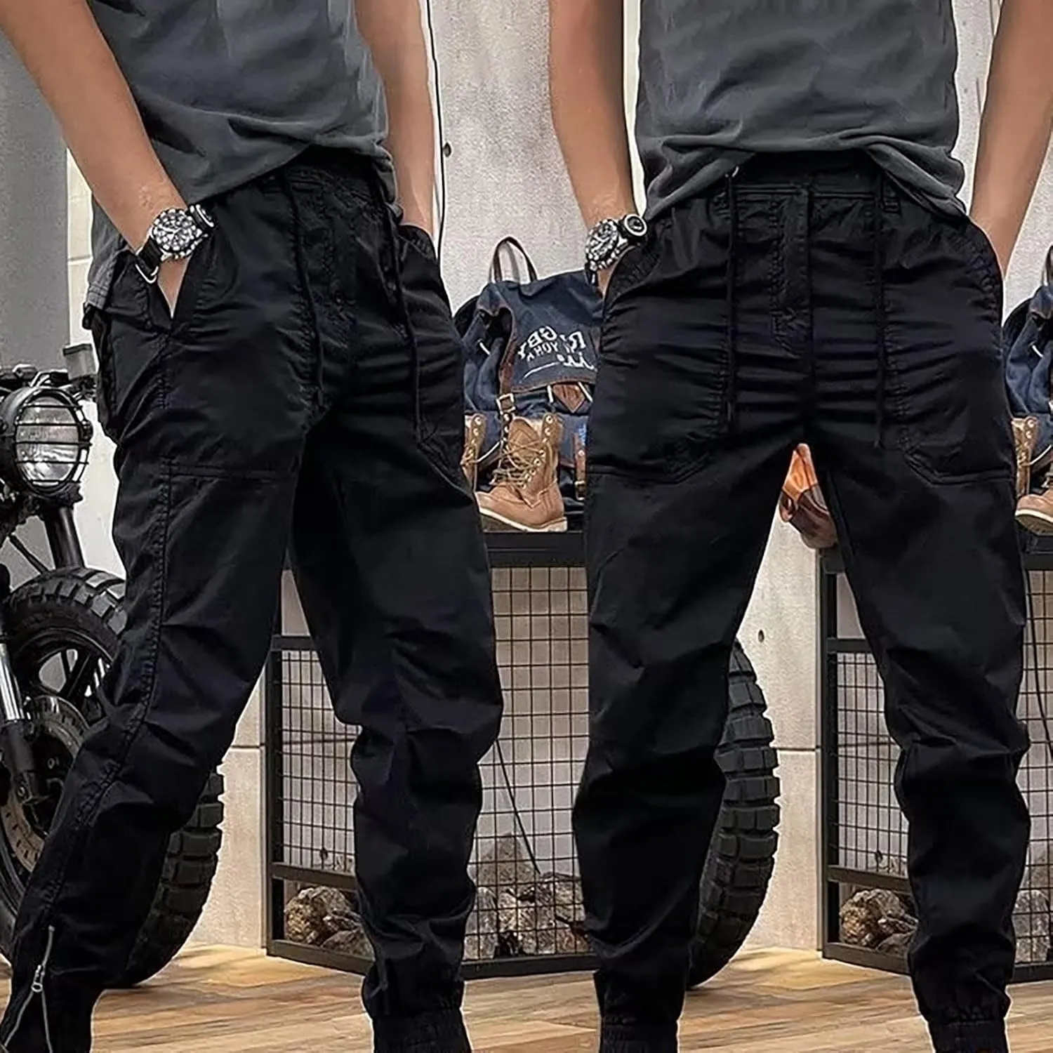 MIDOO Mens Cargo Pants with Pockets Casual Joggers Athletic Pants Flex Stretch Loose Straight Sweatpants Work Hiking Pants