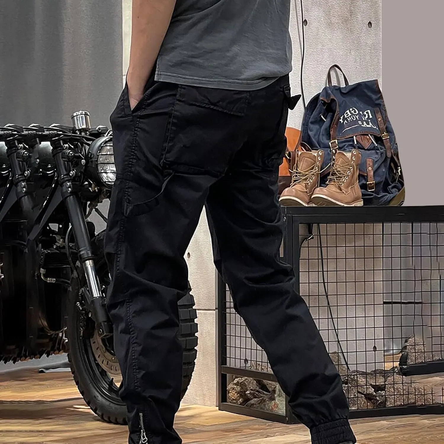 MIDOO Mens Cargo Pants with Pockets Casual Joggers Athletic Pants Flex Stretch Loose Straight Sweatpants Work Hiking Pants