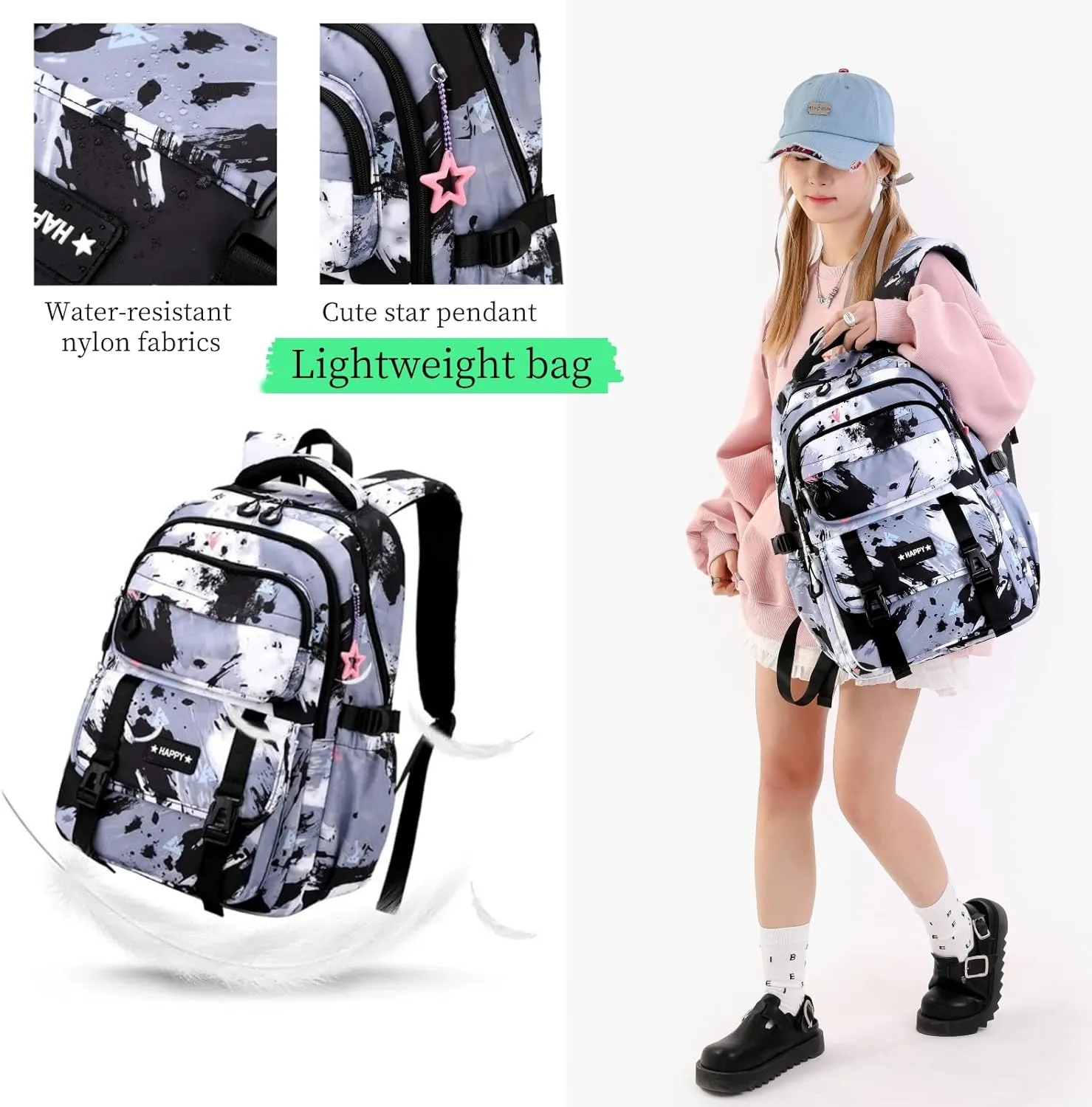 MITOWERMI Purple Backpack for Girls Bookbag Kids School Bags Multi-pocket Girls Backpack for School Elementary Students Schoolbags Teens Back packs (Purple)