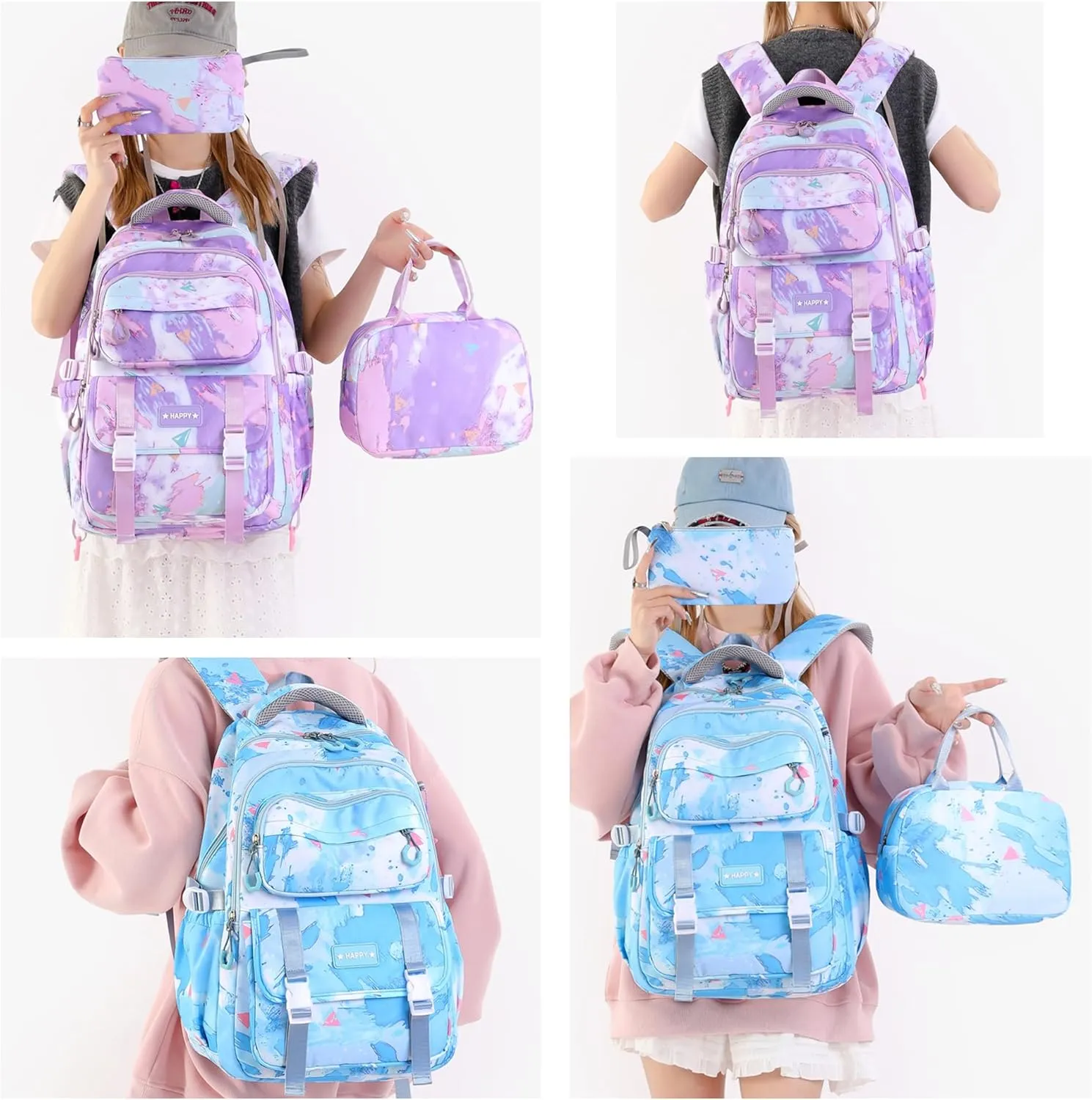 MITOWERMI Purple Backpack for Girls Bookbag Kids School Bags Multi-pocket Girls Backpack for School Elementary Students Schoolbags Teens Back packs (Purple)