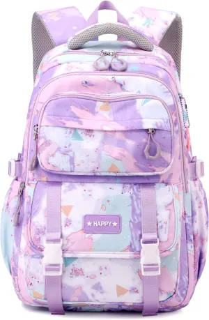 MITOWERMI Purple Backpack for Girls Bookbag Kids School Bags Multi-pocket Girls Backpack for School Elementary Students Schoolbags Teens Back packs (Purple)
