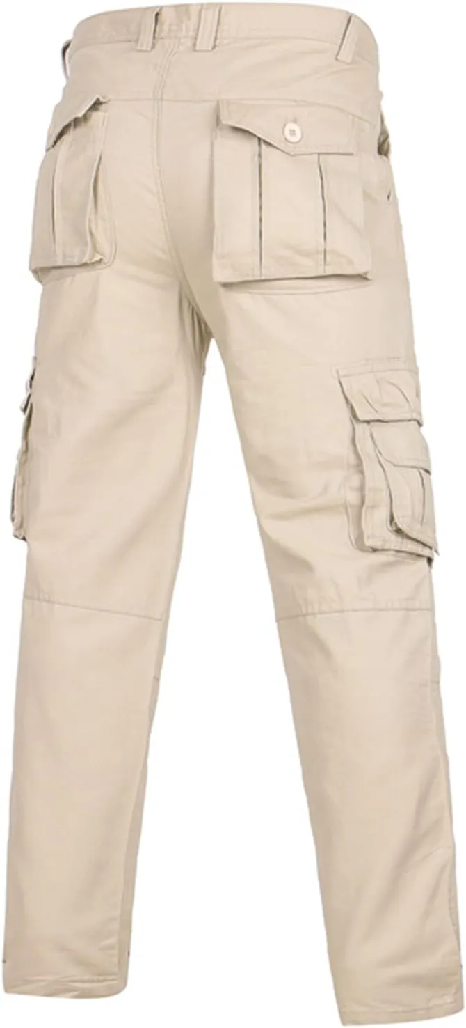 Muscularfit Men's Athletic Pants Cotton Buckle Zipper Solid Cargo Pants Multi Pockets Causal Jogger Yoga Athletic Sweatpants
