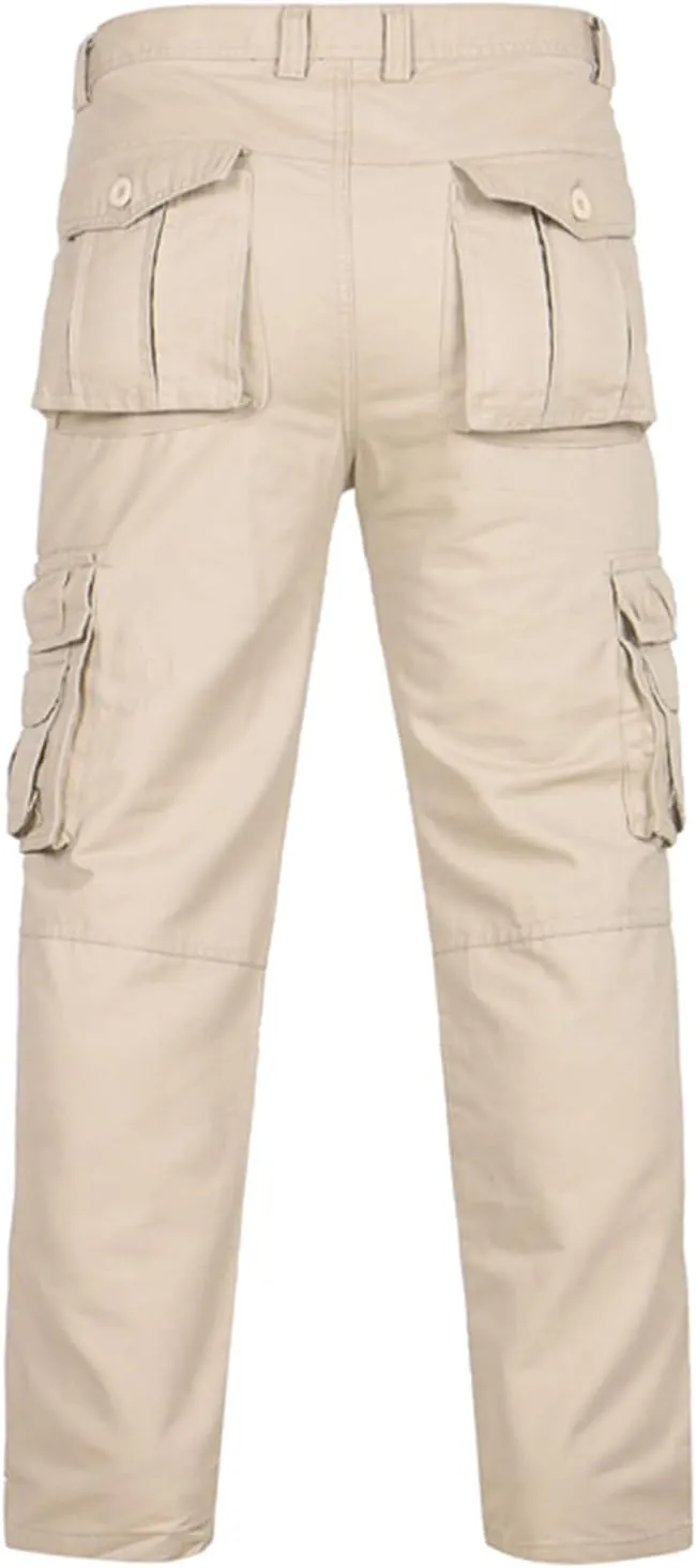 Muscularfit Men's Athletic Pants Cotton Buckle Zipper Solid Cargo Pants Multi Pockets Causal Jogger Yoga Athletic Sweatpants