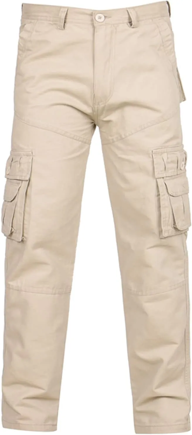 Muscularfit Men's Athletic Pants Cotton Buckle Zipper Solid Cargo Pants Multi Pockets Causal Jogger Yoga Athletic Sweatpants