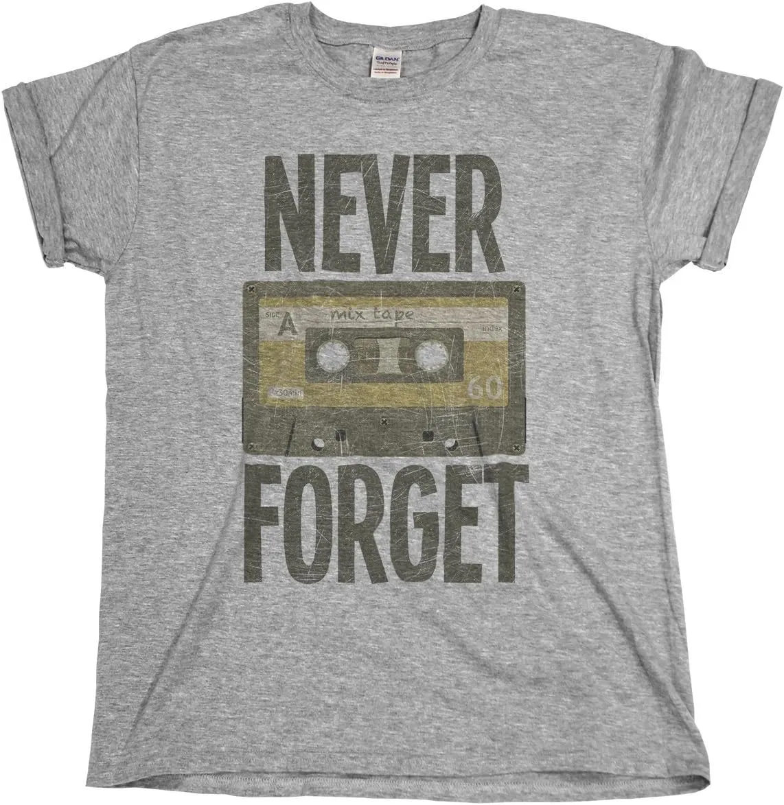 Never Forget Retro Music Cassette Tape - Mens or Womens Retro Novelty Slogan Organic Cotton T-Shirt