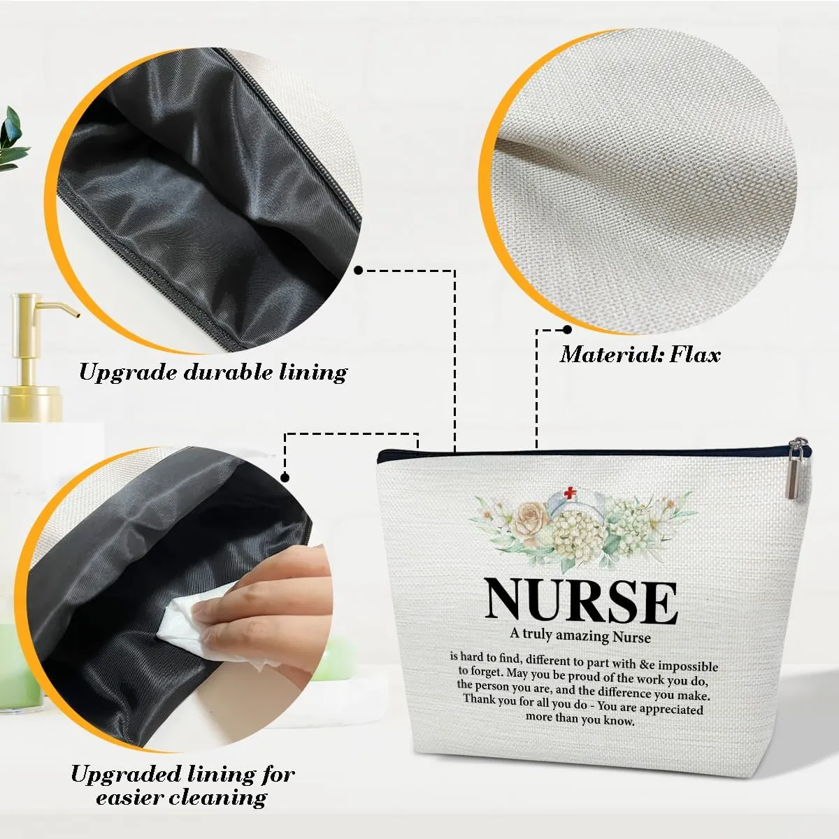 Nurse Appreciation Gifts Makeup Bag, Nursing Week Gifts for Women, Practitioner, A Truly Amazing Nurse is Hard to Find Cosmetic Bag for Purse