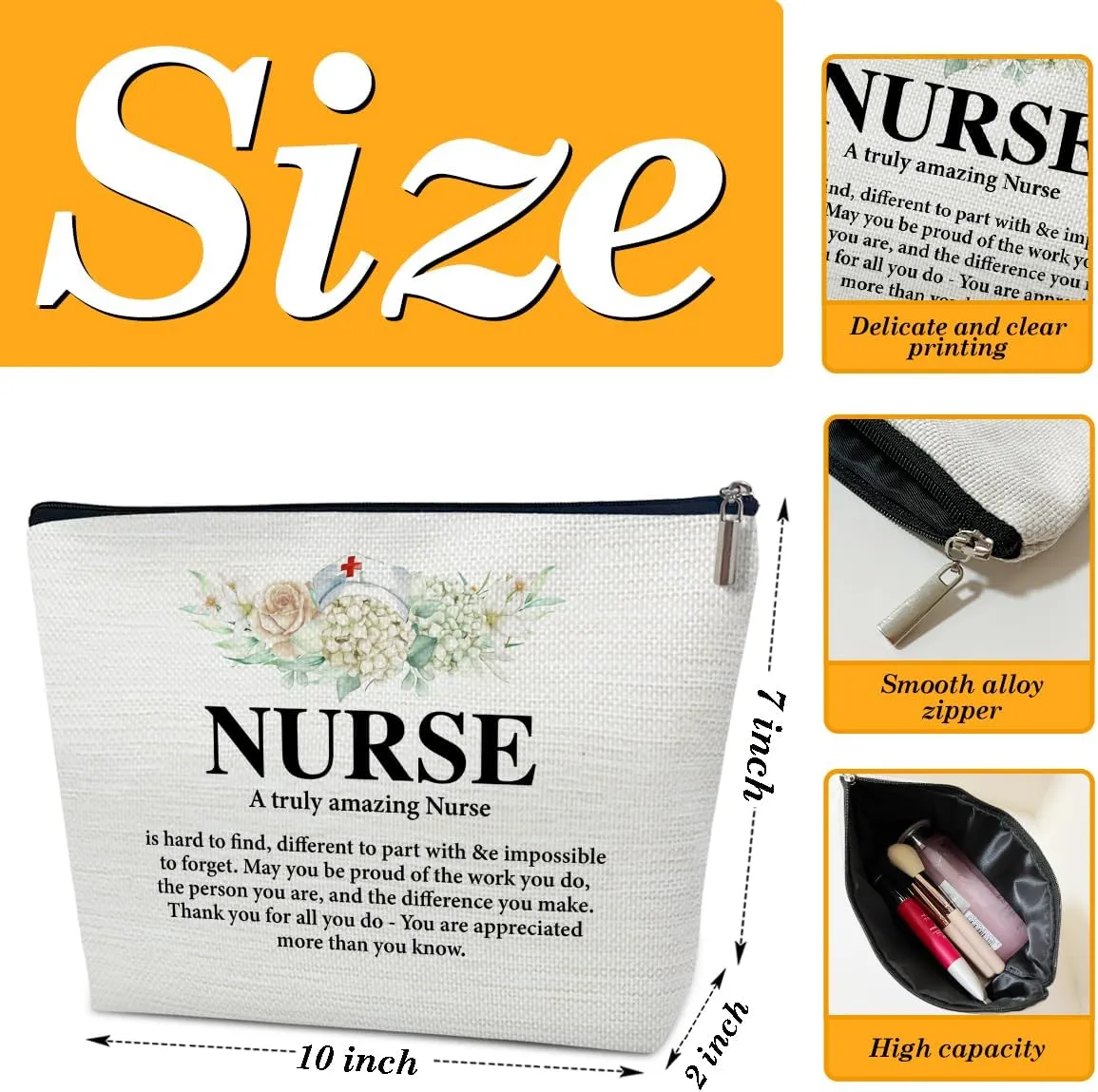 Nurse Appreciation Gifts Makeup Bag, Nursing Week Gifts for Women, Practitioner, A Truly Amazing Nurse is Hard to Find Cosmetic Bag for Purse