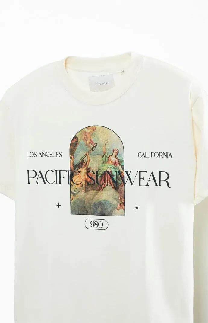 PacSun Men's Cream Pacific Sunwear Renaissance Oversized T-Shirt - Multicolor