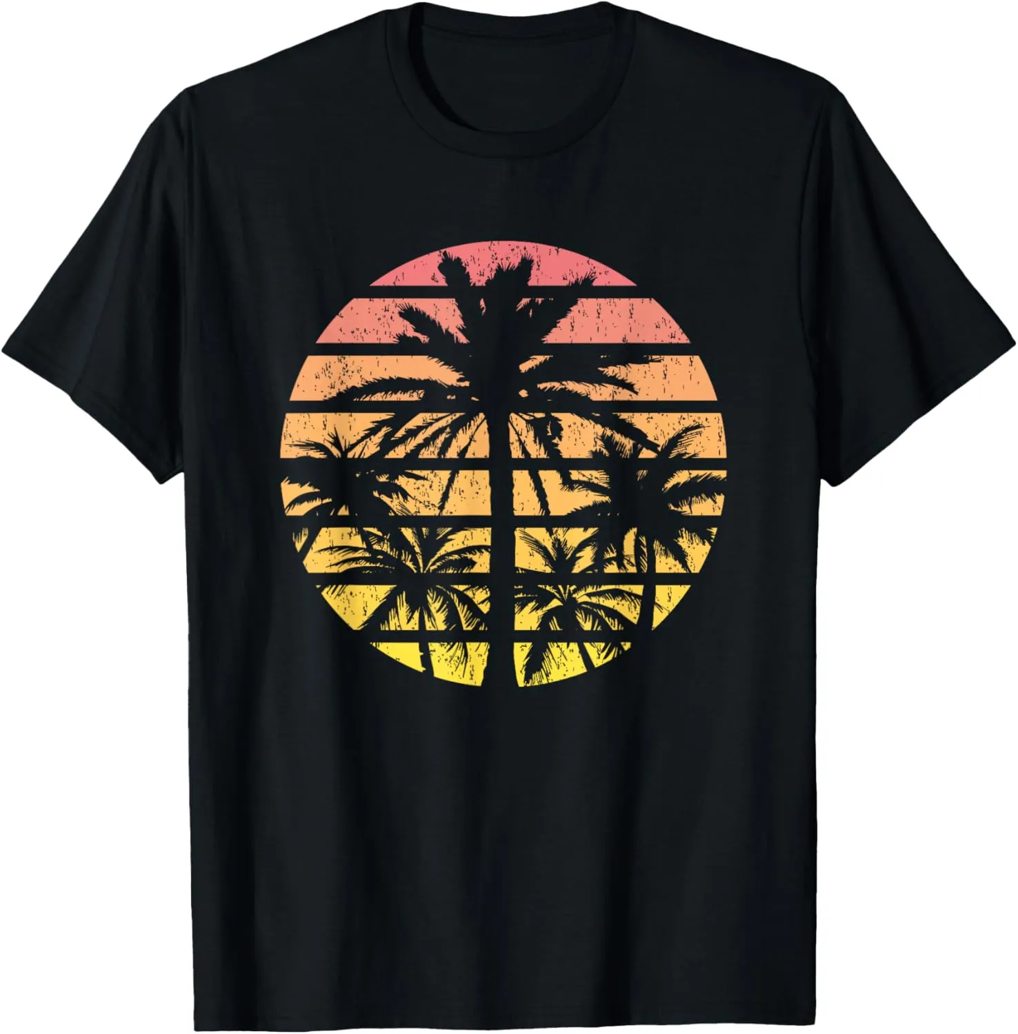 Palm Tree Retro Sunset Summer Beach Vintage Tropical Graphic T-Shirt