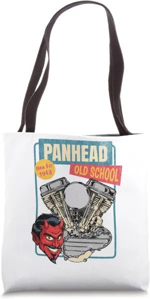 Panhead Old School Retro Motorcycle 1948 Retro Devil Biker Tote Bag
