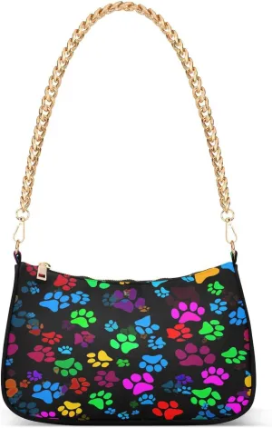 Paw Prints Colorful Women Hand Bag, Purses Trendy