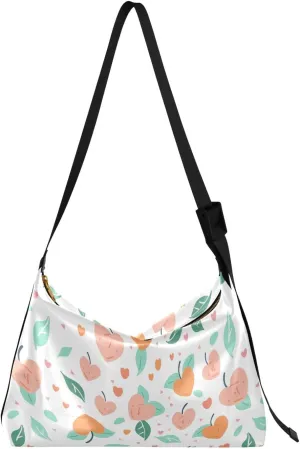 Peach Fresh Crossbody Bag for Women Men with Adjustable Strap PU Leather Shoulder Hobo Purse Bag 20858303