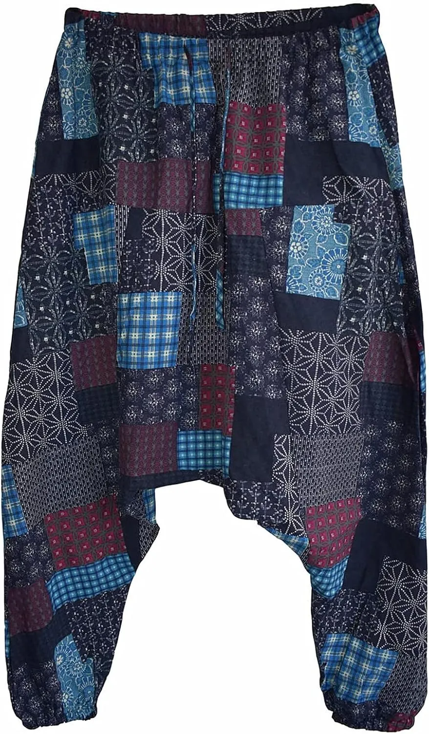 perdontoo Mens Casual Harem Pants Cotton Boho Yoga Hippie Aladdin Summer Beach Drop Crotch Trouser
