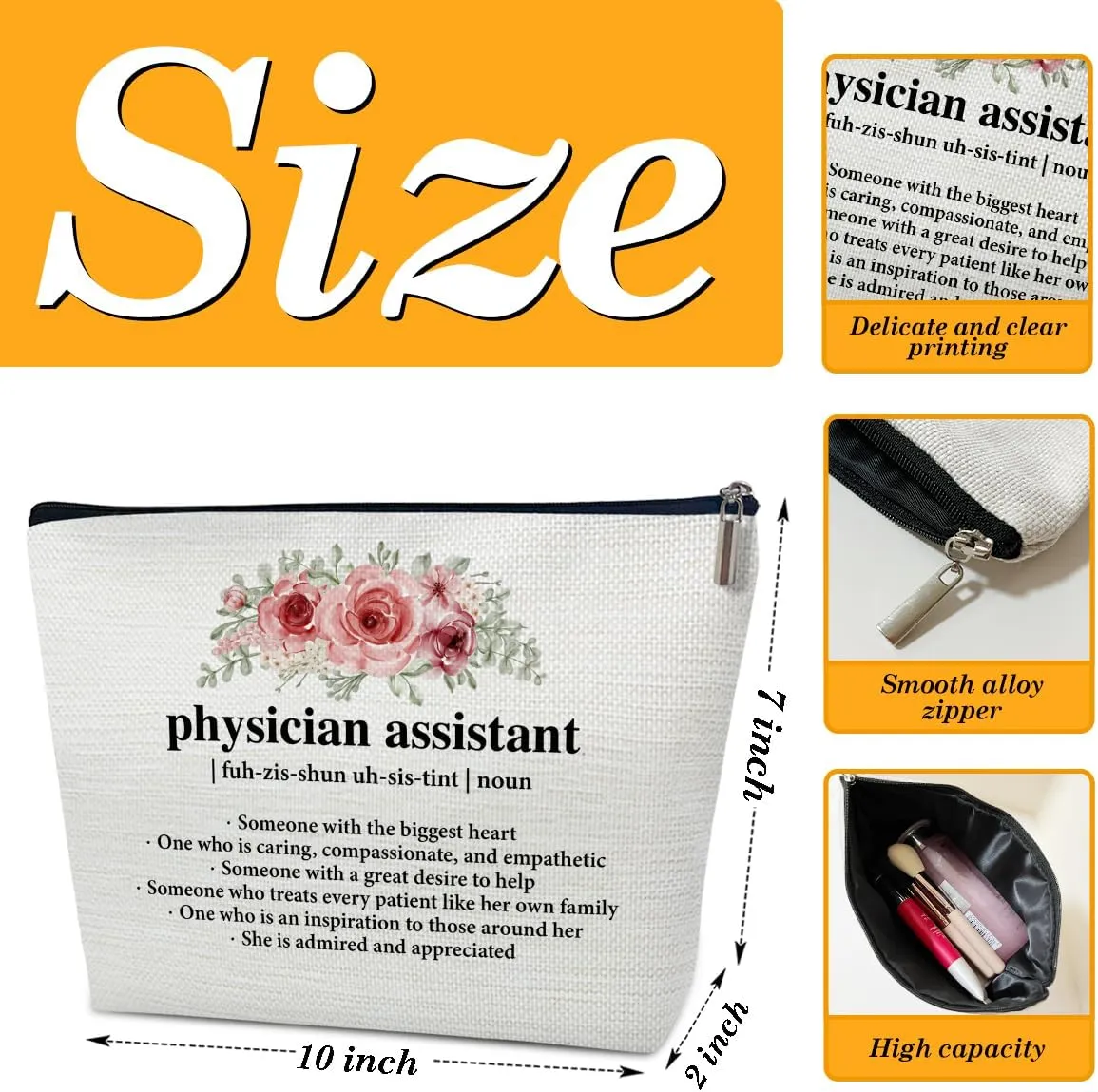 Physician Assistant Gifts Makeup Bag, Physician and Medical Assistant Graduation Gifts for Women, Women Cosmetic Bag for Purse