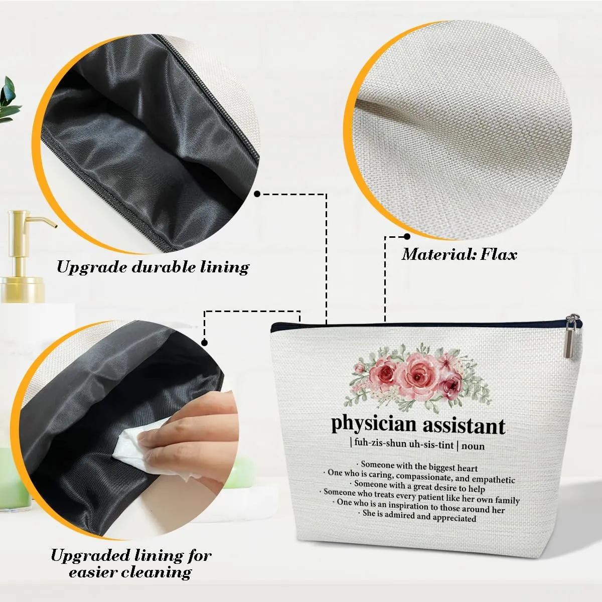Physician Assistant Gifts Makeup Bag, Physician and Medical Assistant Graduation Gifts for Women, Women Cosmetic Bag for Purse