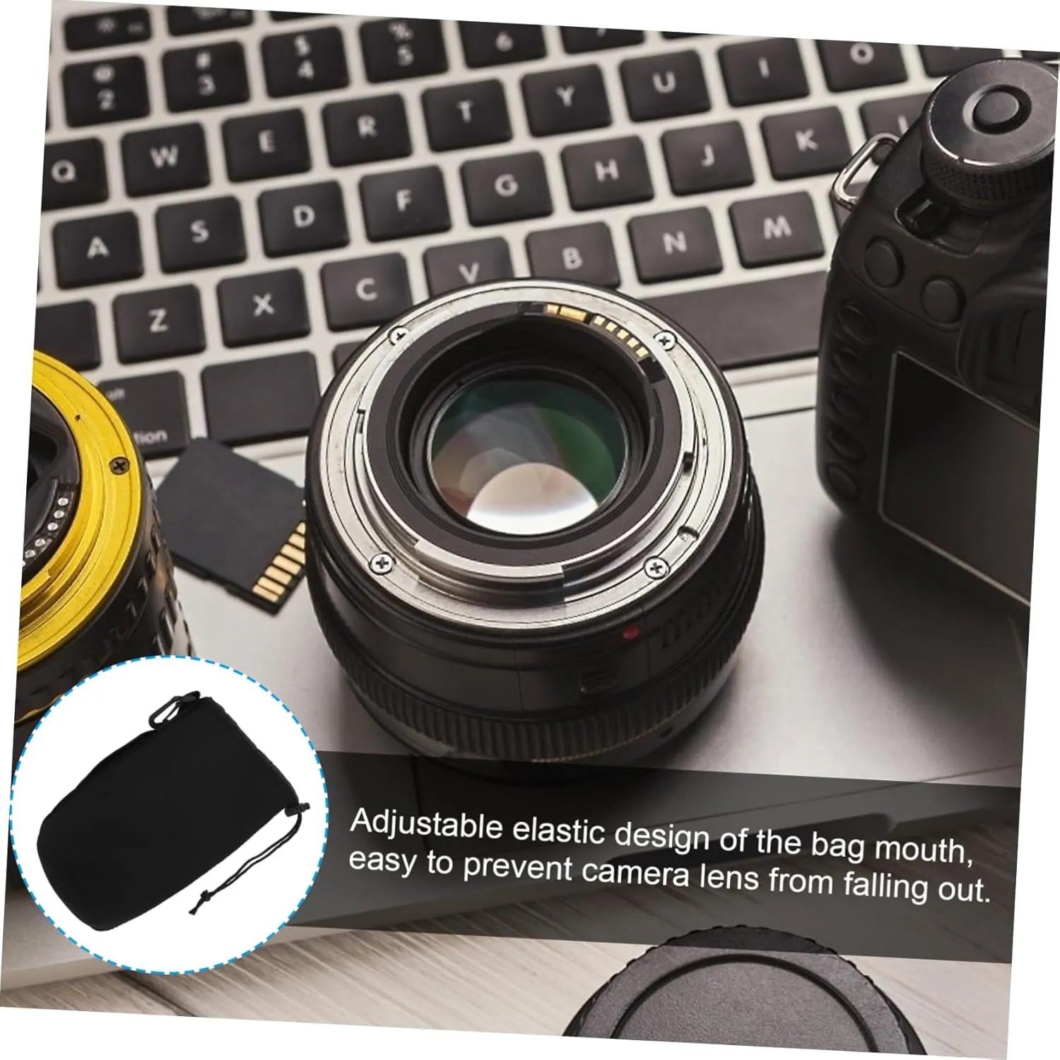 POPETPOP Neoprene Lens Pouch Bag Hooks Large Size for Dslr Camera Lens Easy Access
