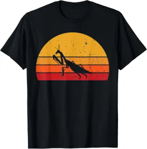 Praying Mantis Bug Insect Retro Vintage Sunset T-Shirt