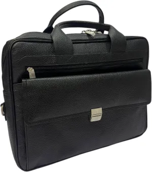 Premium Cowhide Leather Laptop Bag  Executive Briefcase with Compartments, Shoulder Strap, Office Bag for Men & Women