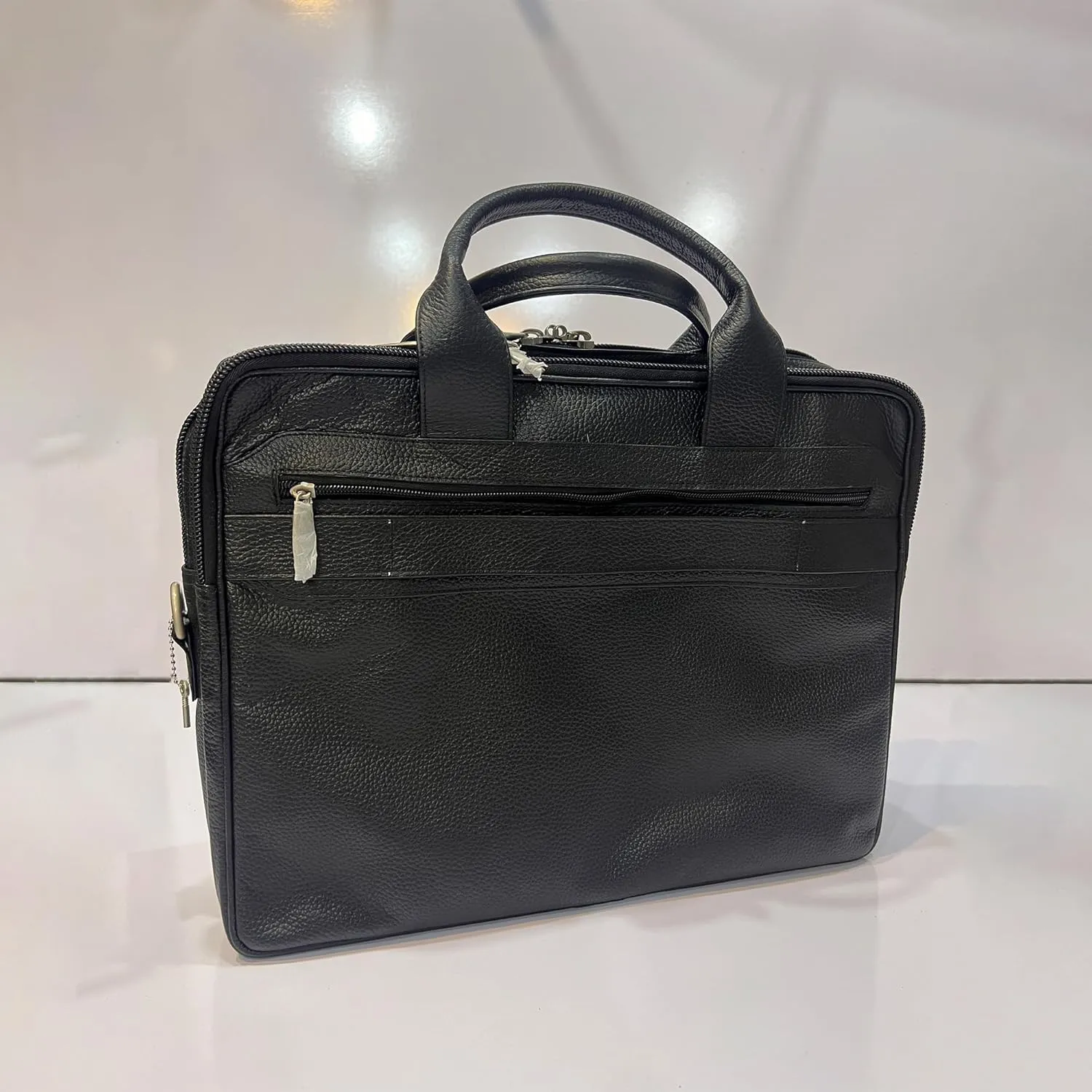 Premium Cowhide Leather Laptop Bag  Executive Briefcase with Compartments, Shoulder Strap, Office Bag for Men & Women
