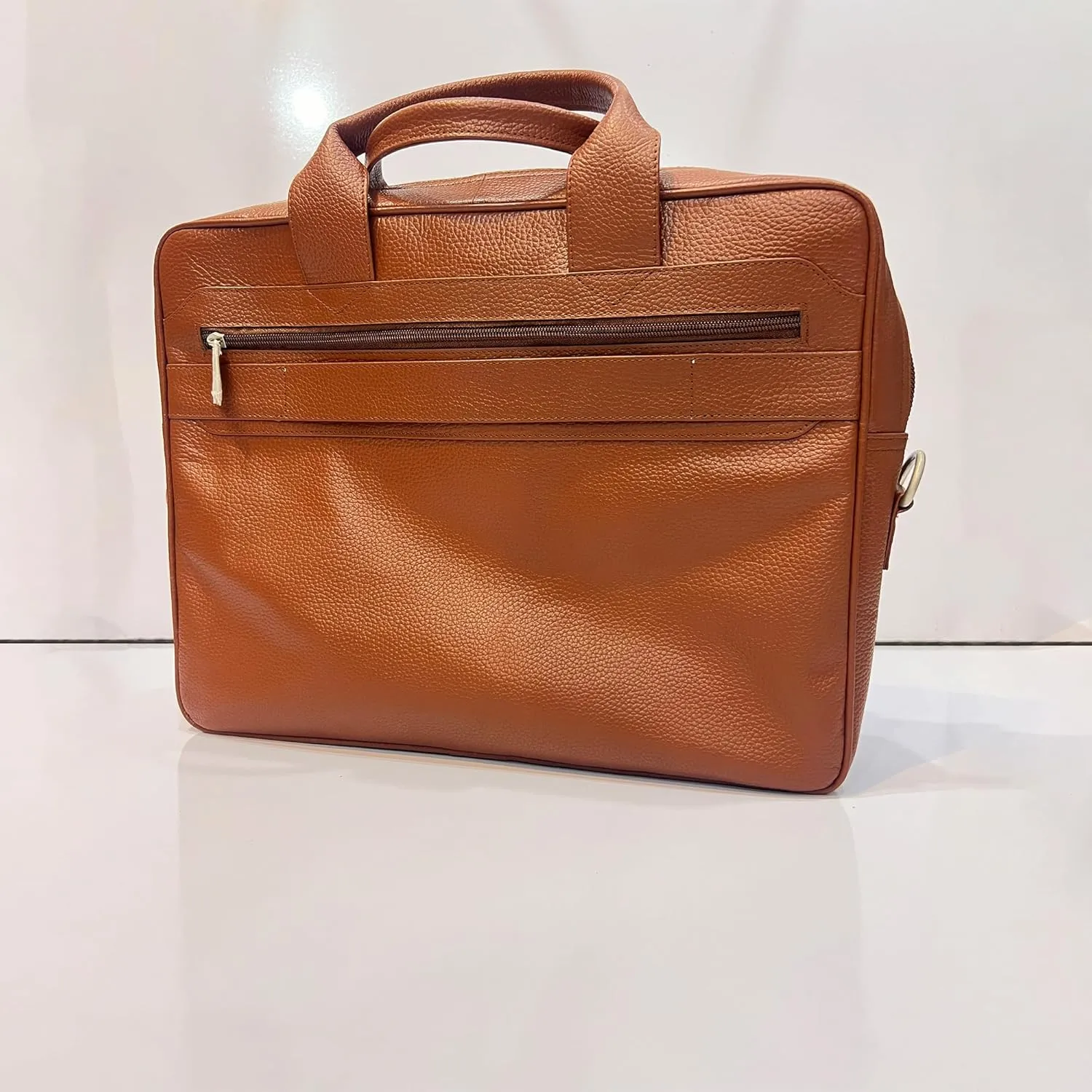 Premium Cowhide Leather Laptop Bag  Executive Briefcase with Compartments, Shoulder Strap, Office Bag for Men & Women