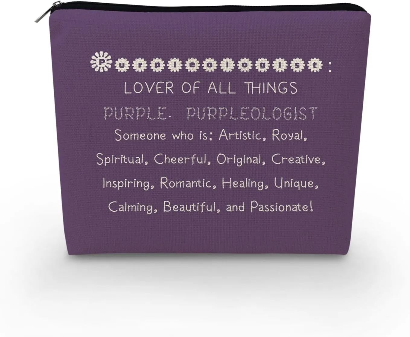 Purple Makeup Bag Purpleologist Organizer Bag Canvas Toiletry Zipper Pouch Purple Fans Cosmetic Bag Ideal Birthday Gift for Purple Lovers Women Friends Sisters BFF