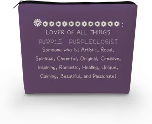 Purple Makeup Bag Purpleologist Organizer Bag Canvas Toiletry Zipper Pouch Purple Fans Cosmetic Bag Ideal Birthday Gift for Purple Lovers Women Friends Sisters BFF