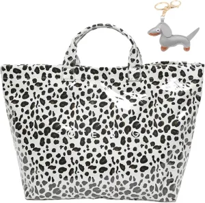 PVC Tote Bag Women's Letters Print Large Kraft Paper Carry All Bag Top Handle Clear Hobo Handbag
