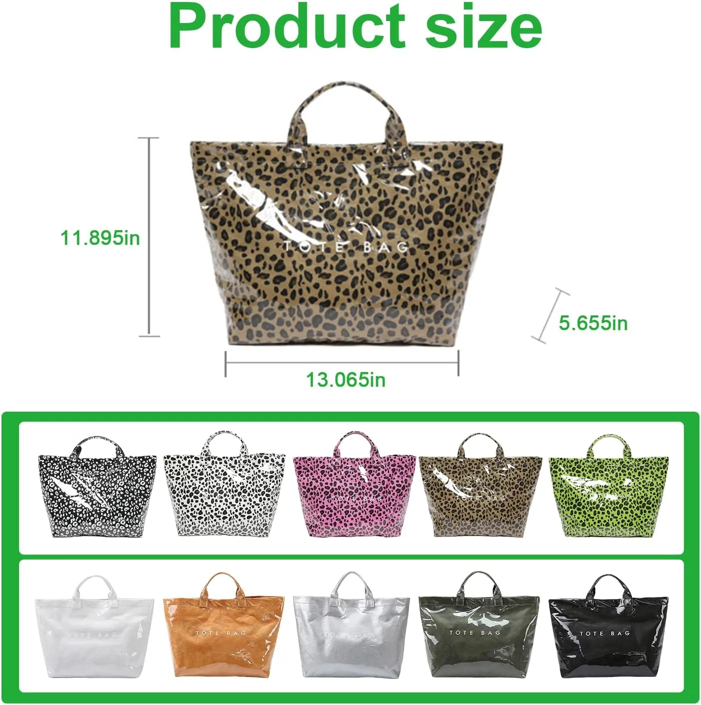 PVC Tote Bag Women's Letters Print Large Kraft Paper Carry All Bag Top Handle Clear Hobo Handbag