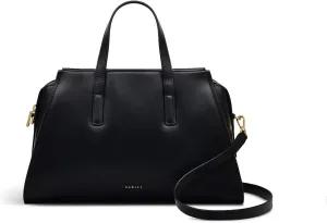 RADLEY London Drapers Road Women's Medium Leather Ziptop Satchel Bag, Black