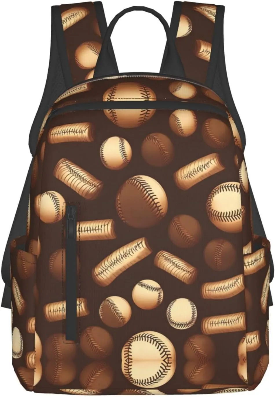 Retro Baseball Brown Print Lightweight Backpack, Travel Bookbag College Bag,Laptop Backpack For Men Women