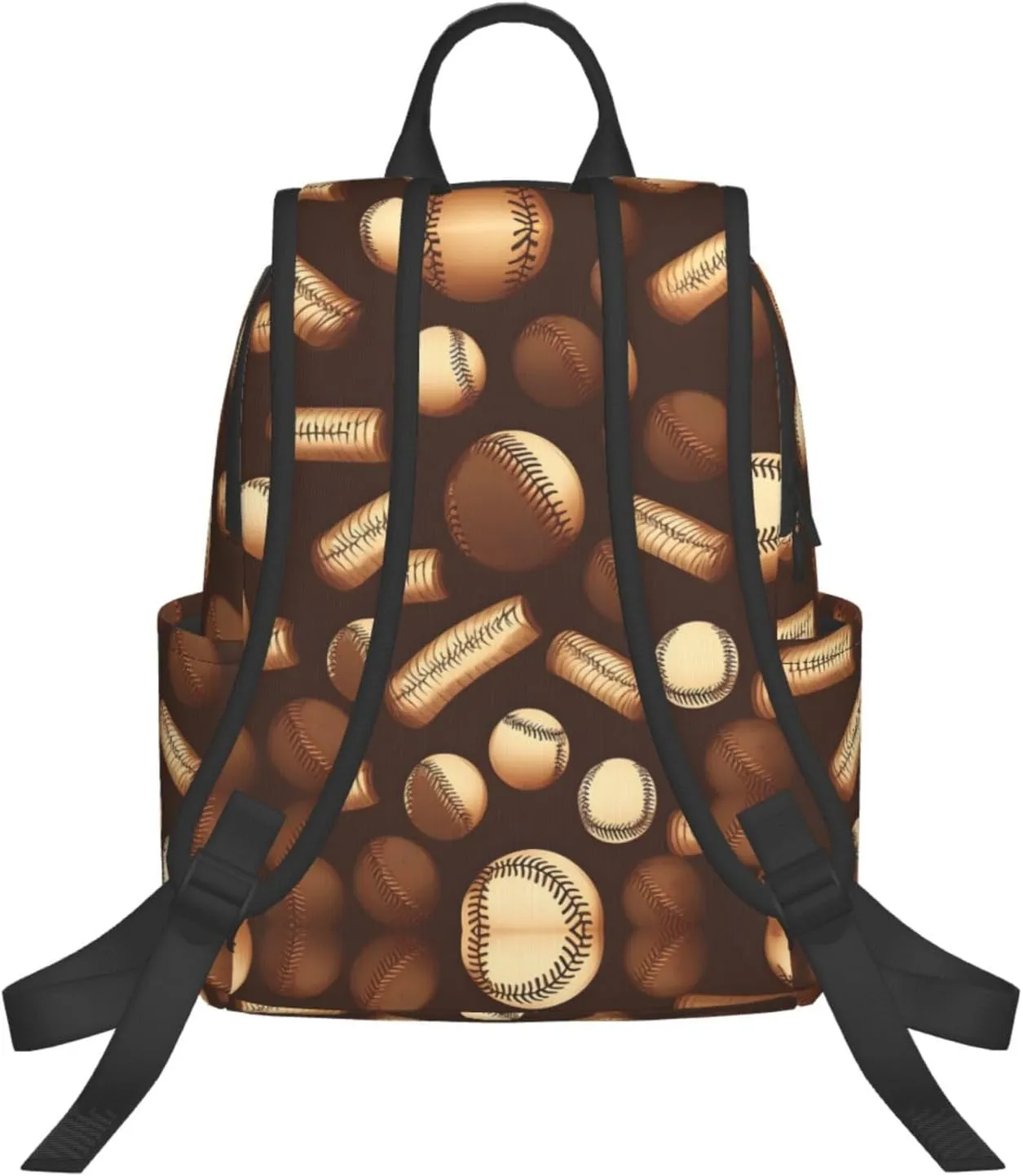 Retro Baseball Brown Print Lightweight Backpack, Travel Bookbag College Bag,Laptop Backpack For Men Women