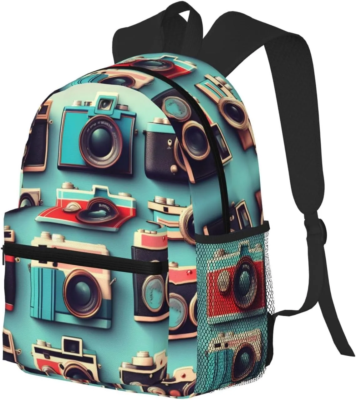 Retro Cool Camera Collection Print Backpack For Women Men, Laptop Bookbag,Lightweight Casual Travel Daypack