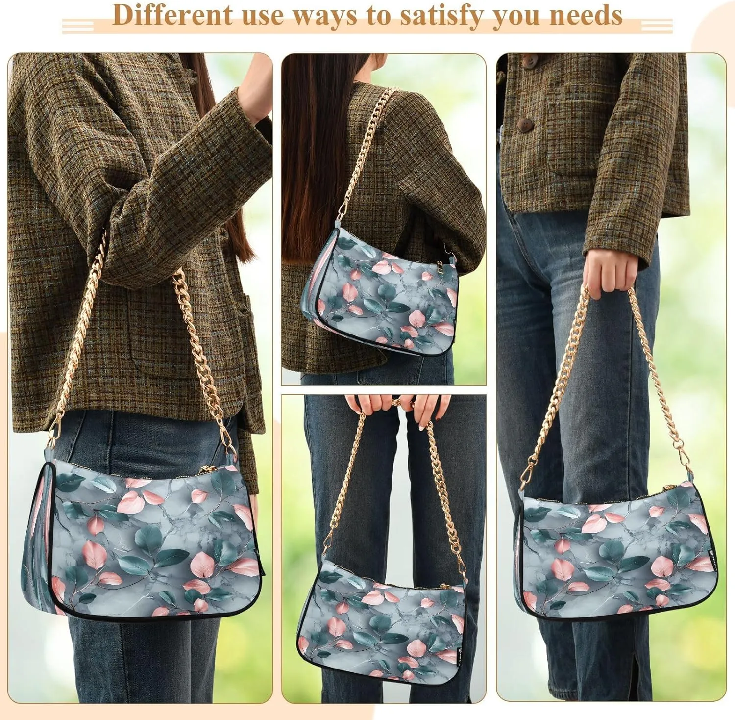 Rose Gold Glitter Shoulder Purse, Small Purses for Women Trendy