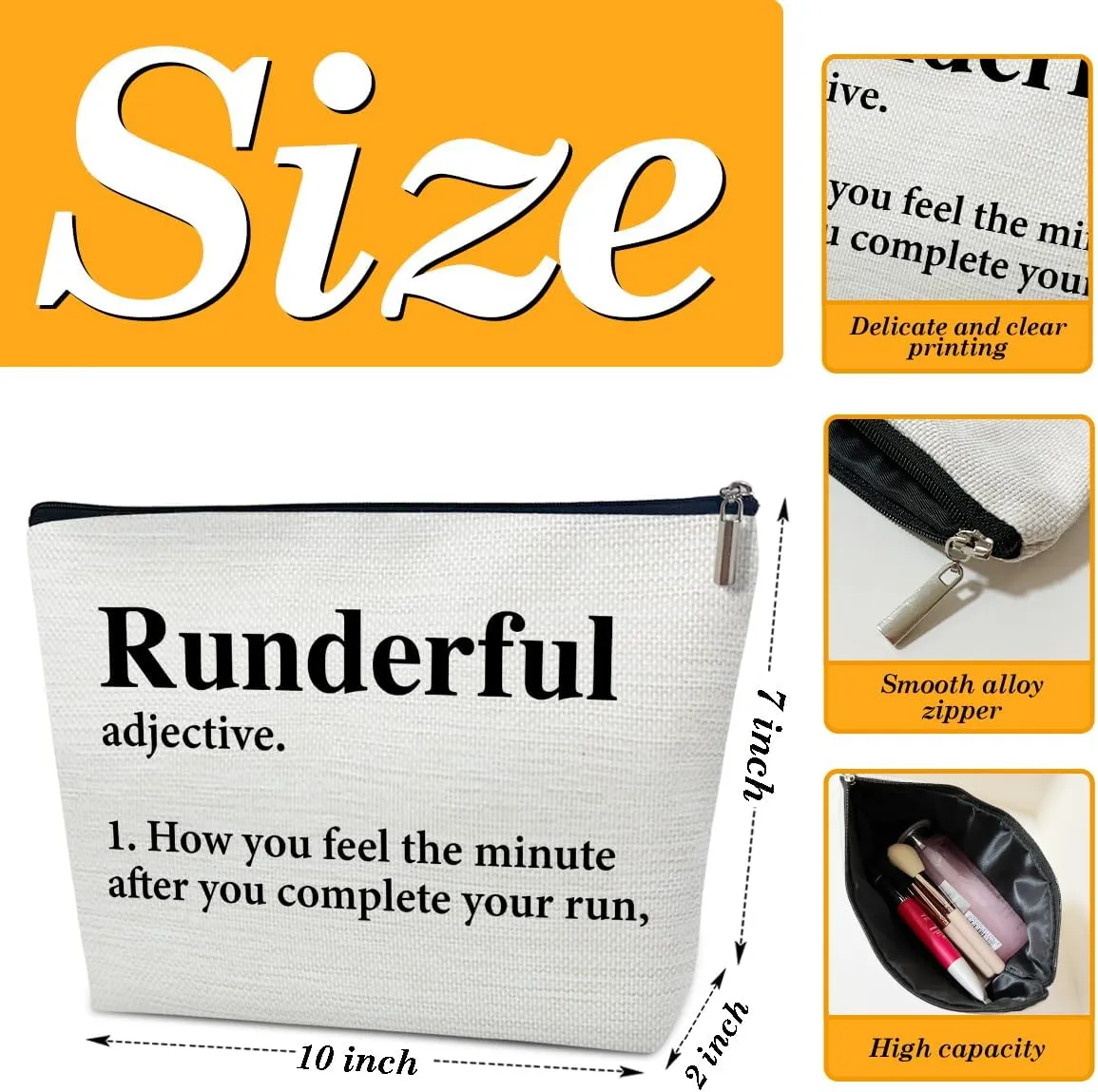 Running Gifts Makeup Bag, Gifts for Women, Marathon Runners, Sports Accessories and Stuff, Runderful Definition Cosmetic Bags for Purse