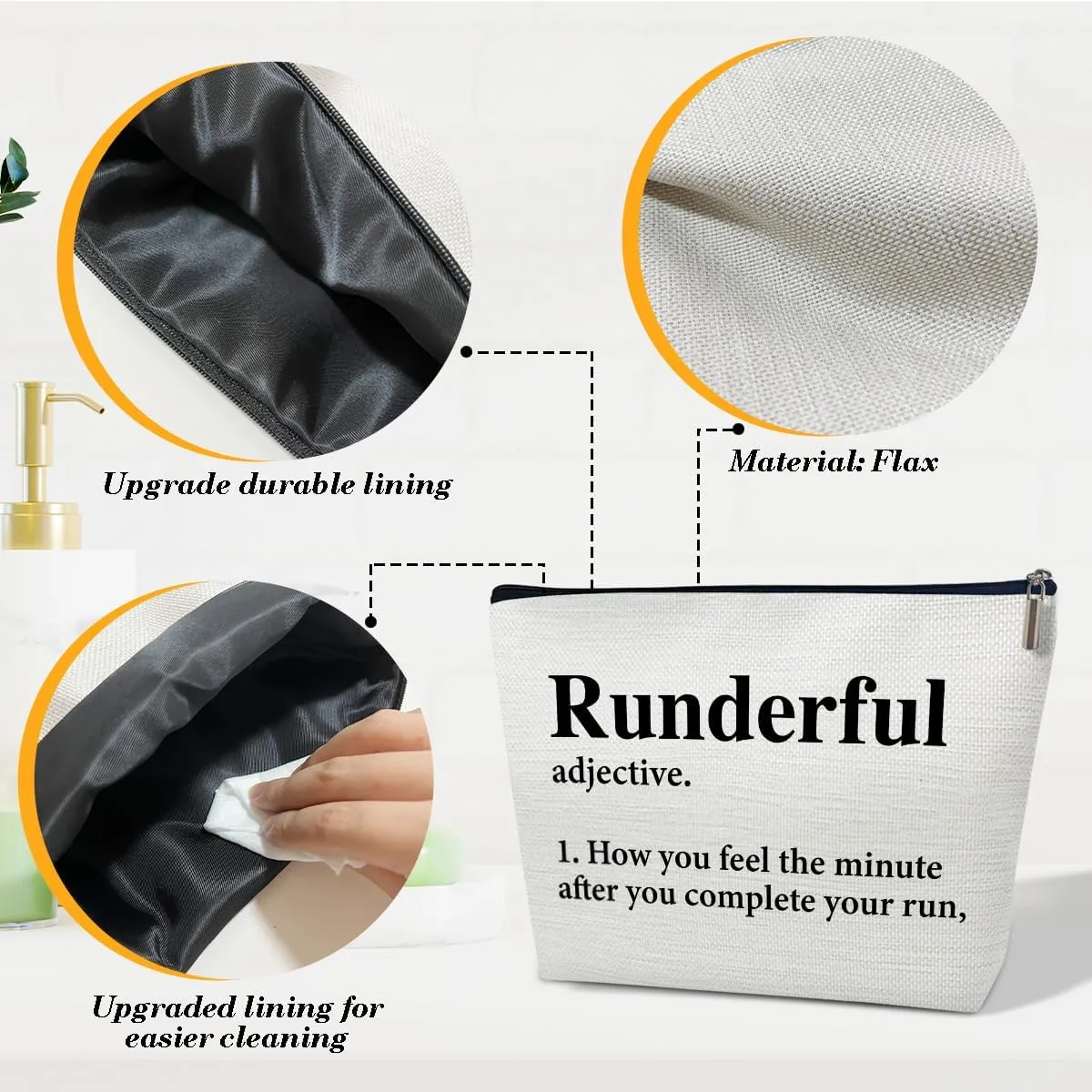 Running Gifts Makeup Bag, Gifts for Women, Marathon Runners, Sports Accessories and Stuff, Runderful Definition Cosmetic Bags for Purse