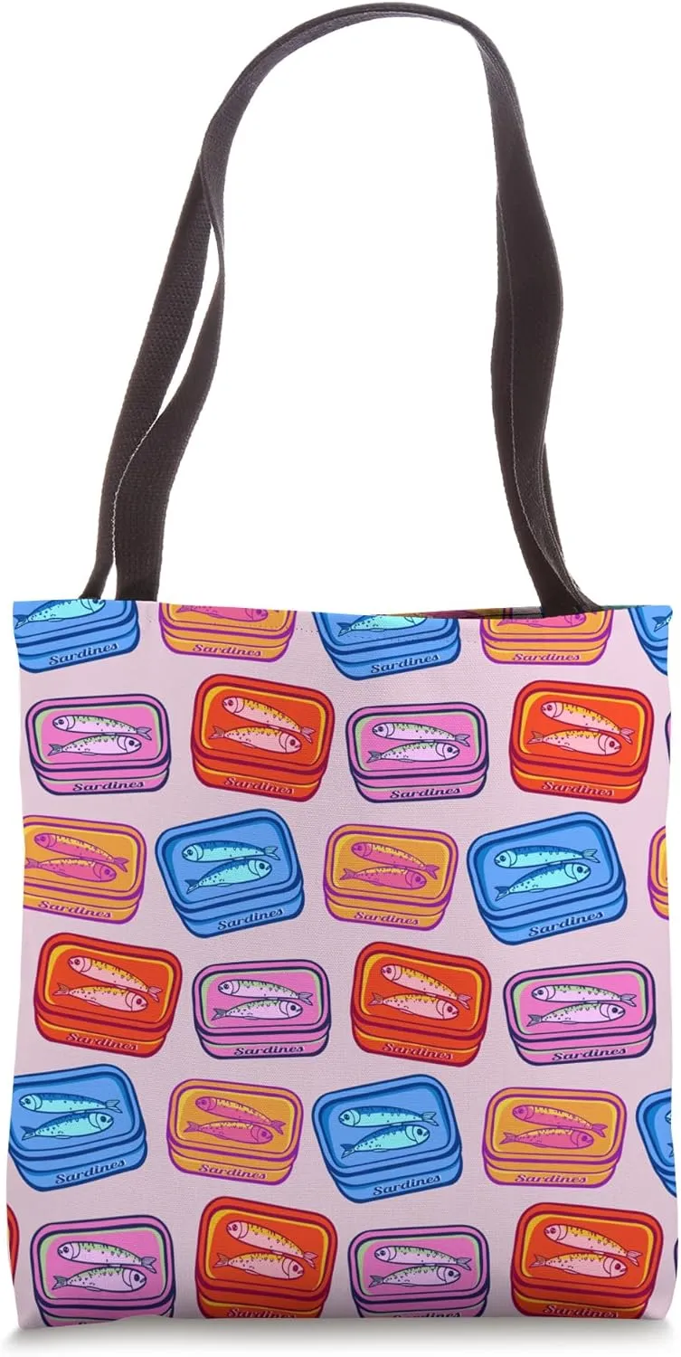 Sardines Tinned Can Retro Fish Lover Statement Italian Style Tote Bag