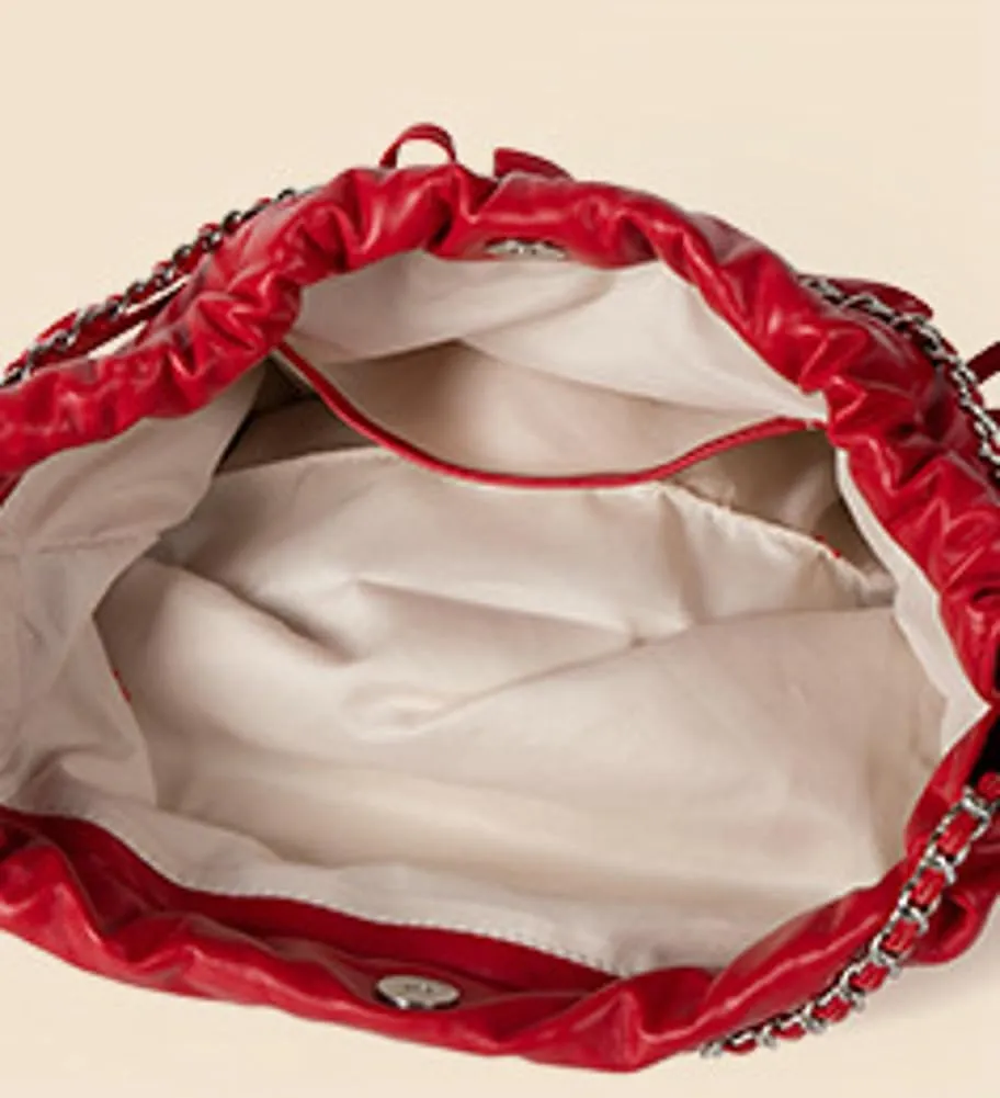 Soft Leather Bow Chain Bucket Bag for Women, Summer Versatile & Elegant Crossbody Purse, Fashionable Shoulder Handbag