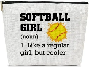 Softball Gifts Makeup Bag, Inspirational Gifts for Players Team Coaches Lovers Women, Sports Stuff Accessories, Softball Girl Cosmetic Bags for Purse