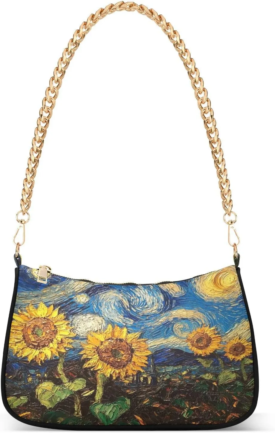 Starry Night Sunflowers Shoulder Bag Purse, Trendy Handbag