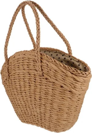 Straw Clutch Pursefor Women Bucket Pouch Shopping Handbag Compact Versatile for Travel