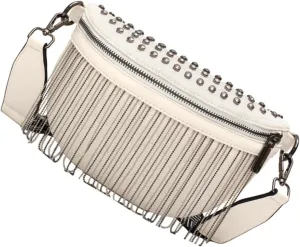 Stylish Rivet Studded Tassel Shoulder Bag for Women Versatile Fanny Pack with Capacity for Travel Shopping and Parties Chic Crossbody Purse