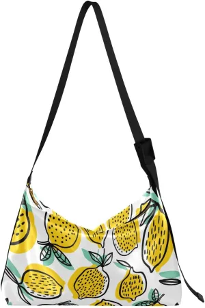 Summer Fresh Lemon Womens Shoulder Bag Hobo Crossbody Leather Casual Tote Bag for Women Large Yellow Friut Handbag Shopping Bag