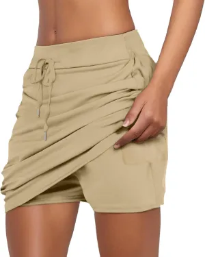 Tennis Skirts for Women Short Athletic Drawstring Skorts Built in Shorts with Pockets Sports Skirt Thanksgiving