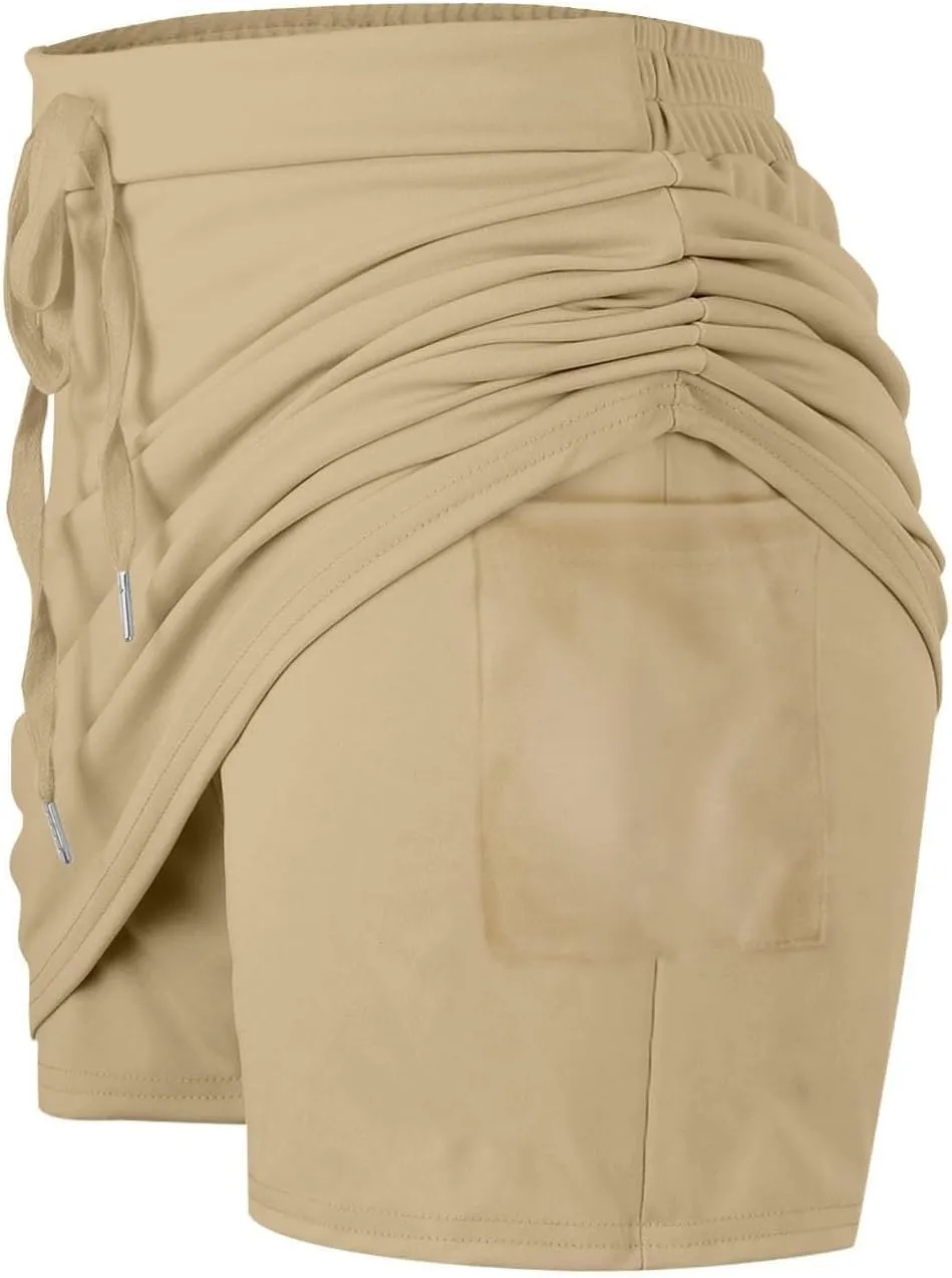 Tennis Skirts for Women Short Athletic Drawstring Skorts Built in Shorts with Pockets Sports Skirt Thanksgiving